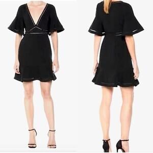 NWT Likely Black Messina Flutter Sleeve Mini Dress Sz 4